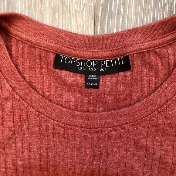 Topshop Petite Ribbed T-Shirt - Size 0P - Picture 3 of 5